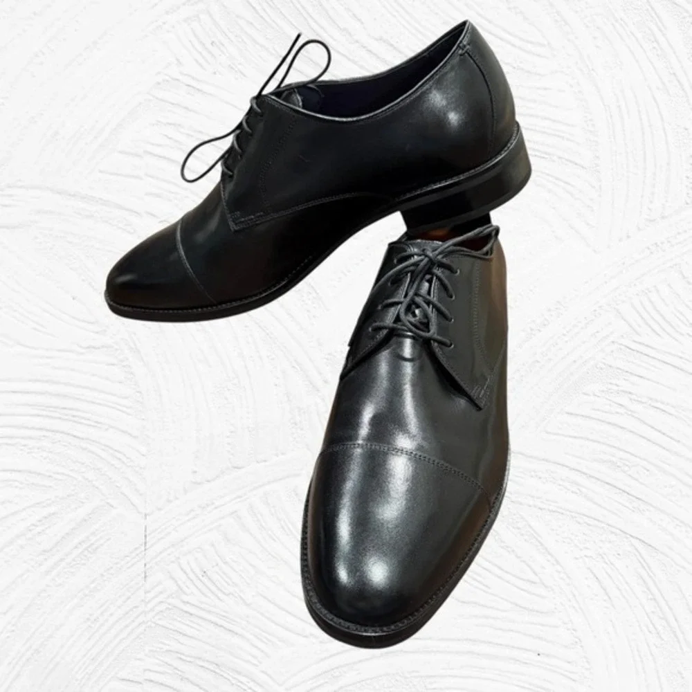 Cole Haan Lenox Hill Cap Toe Oxford C11630 Classic‎ Black Leather Men 12M NEW